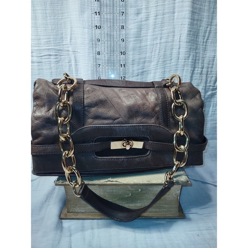 Y2K Designer BCBG maxazria bag brown leather chain straps